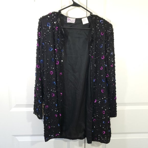 Estate Vintage Silk Patchouli Beaded Jacket - Picture 2 of 8